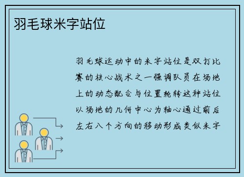 羽毛球米字站位